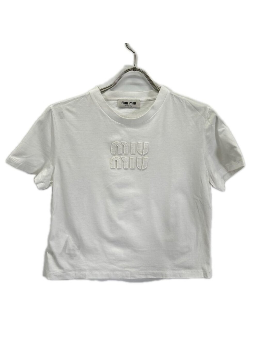 Miu Miu White Logo Cropped T-Shirt